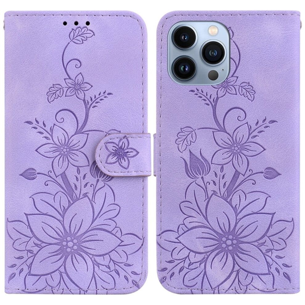 Pu Leather Flip Wallet Case For Iphone 15 Pro 6.1 Purple 9180435640321