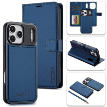 LC.IMEEKE 2-in-1 afneembare portemonneehoes voor iPhone 17 Pro (6,3 inch), RFID-blokkering, schokbestendig, polsbandje, blauw