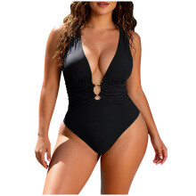 Women's One-Piece Swimsuit V-Neck Cutout Tummy Control