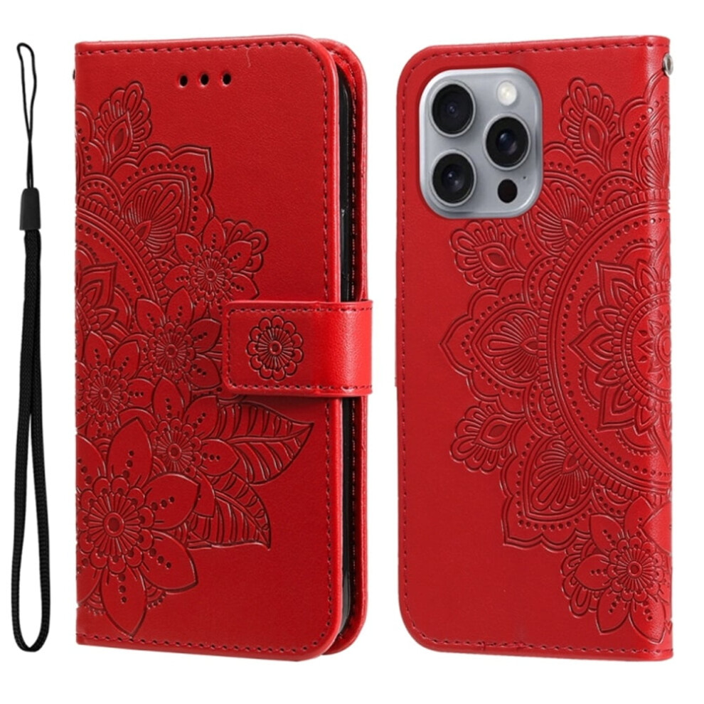 Pu Leather Flip Wallet Case With Magnetic Closure, Card Slots & Hanging Rope Â Compatible With Iphone 16 Pro Max 6.9" Red 9130661882224