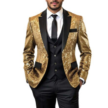 Herre Glitrende Dansedragt Blazer Sceneoptræden Glitter Smoking Jakke Slim Fit Polyester Festtøj