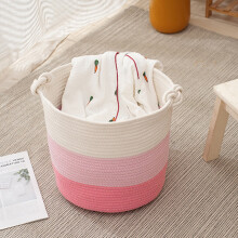 Panier de rangement en corde de coton avec poignées, panier à linge en tissu pour un rangement facile à la maison et dans la chambre des enfants