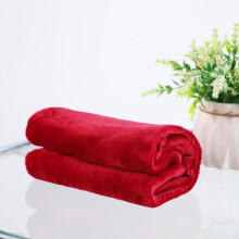 Dreamyjuly Conditioning Pure Color Flannel Gift Blanket, Soft Plush Throw for Couch Bed, Lightweight Plain Color Blanket for All Seasons, Red