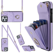 Premium PU-leren hoesje voor iPhone 16 Pro Max – accordeonportemonnee, RFID-bescherming, verstelbare ring, afneembare schouder- en polsband