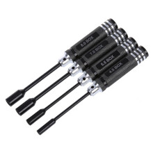 Werkzeugset für RC-Spielzeugautos: Schwarzer Sechskant-Steckschlüsselsatz aus Aluminiumlegierung mit rutschfestem Griff (4,0/5,5/7,0/8,0 mm) für