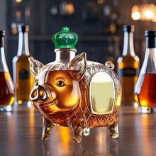Carafe à whisky en forme de cochon de 320 ml, en verre borosilicate haute résistance, idéale pour un usage domestique et au bar, cadeau de Noël