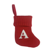 Chaussette de Noël rouge en maille torsadée de 18 cm avec initiale A, chaussette monogrammée à revers pour cheminée, décoration intérieure et