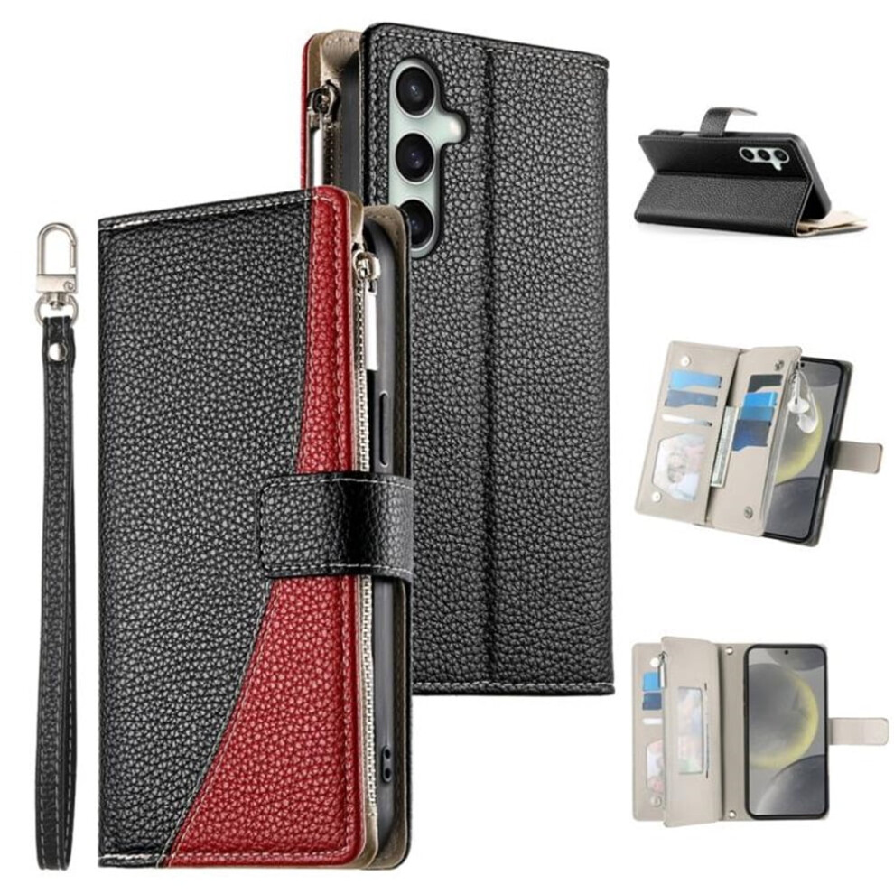 Compatible With Samsung Galaxy S25 Fe 5G 6.7" Pu Leather Flip Wallet Case Â Multi-Card Slots, Magnetic Closure, Hanging Rope, Black 9130661884761