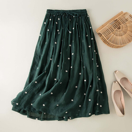 Γυναικεία vintage μάξι φούστα σε γραμμή Α, σε μέγεθος Plus Size, με λάστιχο στη μέση και