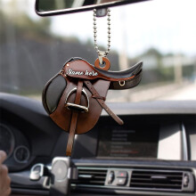 Bilspeildekor, western cowboystøvel og hatt flat akryl hengende ornament, personlig bakspeil-sjarm for bilinteriørtilbehør