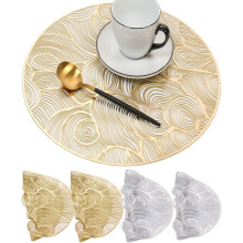4 Pack Round Placemats Decorative Placemats PVC Placemats Hollow Table Place Mats Heat Resistant Non-slip Dining Placemats