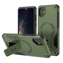 Compatibel met Samsung Galaxy A05 6,7" hoesje – MagSafe-compatibel, ingebouwde standaard, schokbestendige TPU-hoes van militaire kwaliteit, groen