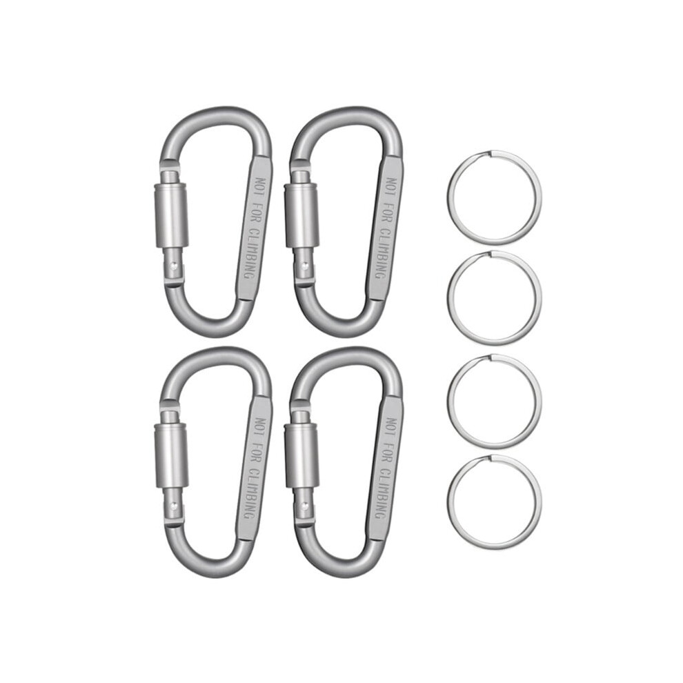 4-Pack Aluminium D-Ring Locking Carabiners With Keyrings 9384370312712