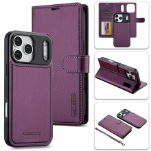 LC.IMEEKE 2-in-1 afneembare portemonneehoes voor iPhone 17 Pro Max (6,9 inch), RFID-blokkering, schokbestendig, paars, met polsbandje