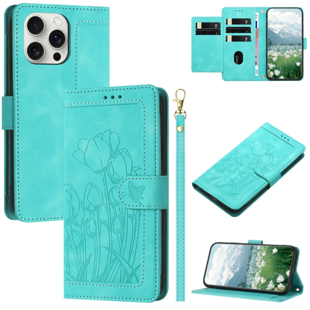 Leather Flip Wallet Case For Iphone 13 Pro Max Tulip Green 9180435643896