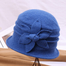 Elegante sombrero cloche de lana para mujer, adornado con flores, ala ancha y copa redonda, sombrero de moda de invierno vintage: compatible con ropa
