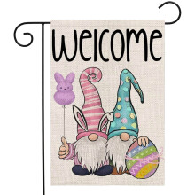 Drapeau de jardin de Pâques 30 x 45 cm, lapin, bienvenue au printemps, drapeau d'extérieur double face, drapeau de jardin extérieur avec motif