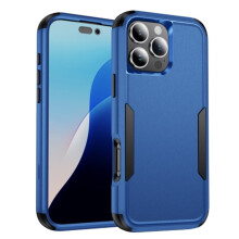 Stevige 3-laags bumperhoes voor iPhone 16 Pro Max 6,9 inch – Schokbestendig, valbestendig, volledige rubberen bescherming, blauw + zwart,