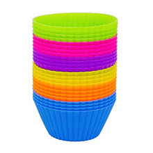 Pacáiste 24 Cupán Bácála Cupán Císte Silicone Grád Bia In-athúsáidte, Líneálaithe Muifín Neamhghreamaitheacha atá Éasca le Glanadh,