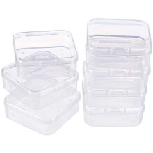 18-Pack Clear Square Bead Storage Boxes (2.1"x2.1"x0.78") with Lids – for Earplugs, Pills, Jewelry, DIY – Compatible with Standard Drawer