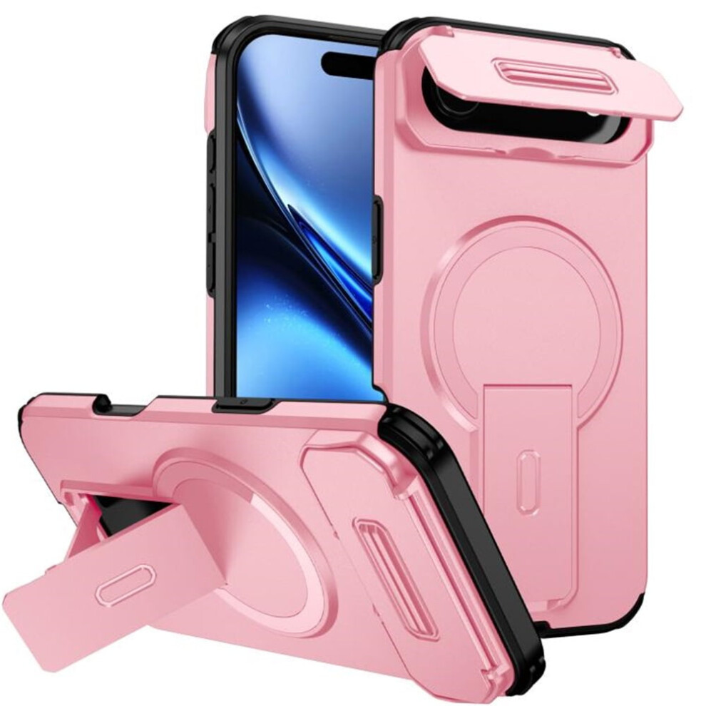 Rugged Case For Iphone Air 6.5": Magsafe Charging, Invisible Fold Stand, Sliding Camera Cover, Shockproof Â Compatible With Iphone Air Pink 9170372093250