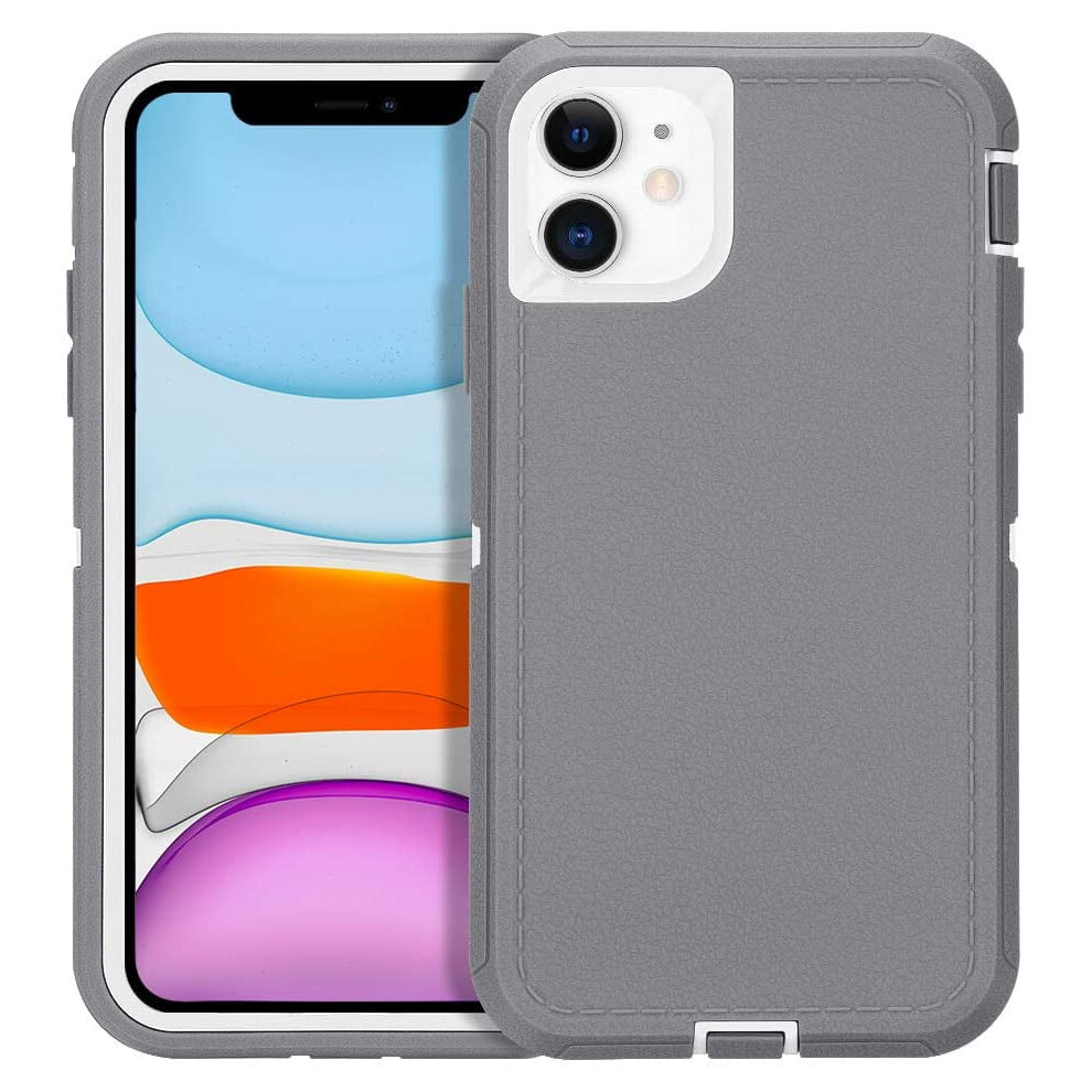 Compatible With Iphone 11 Case Â Heavy-Duty 3-Layer Shockproof Rugged Cover For 6.1'', Gray/White 9170372093830