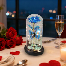 Preserved Rose Ornament with Acrylic Butterfly and Gold