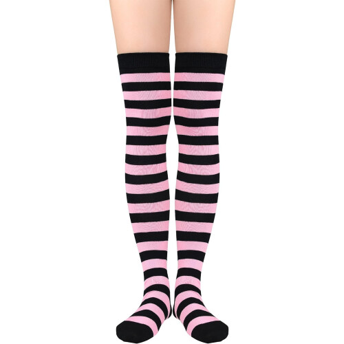 Women's Striped Thigh-High Socks Over-the-Knee