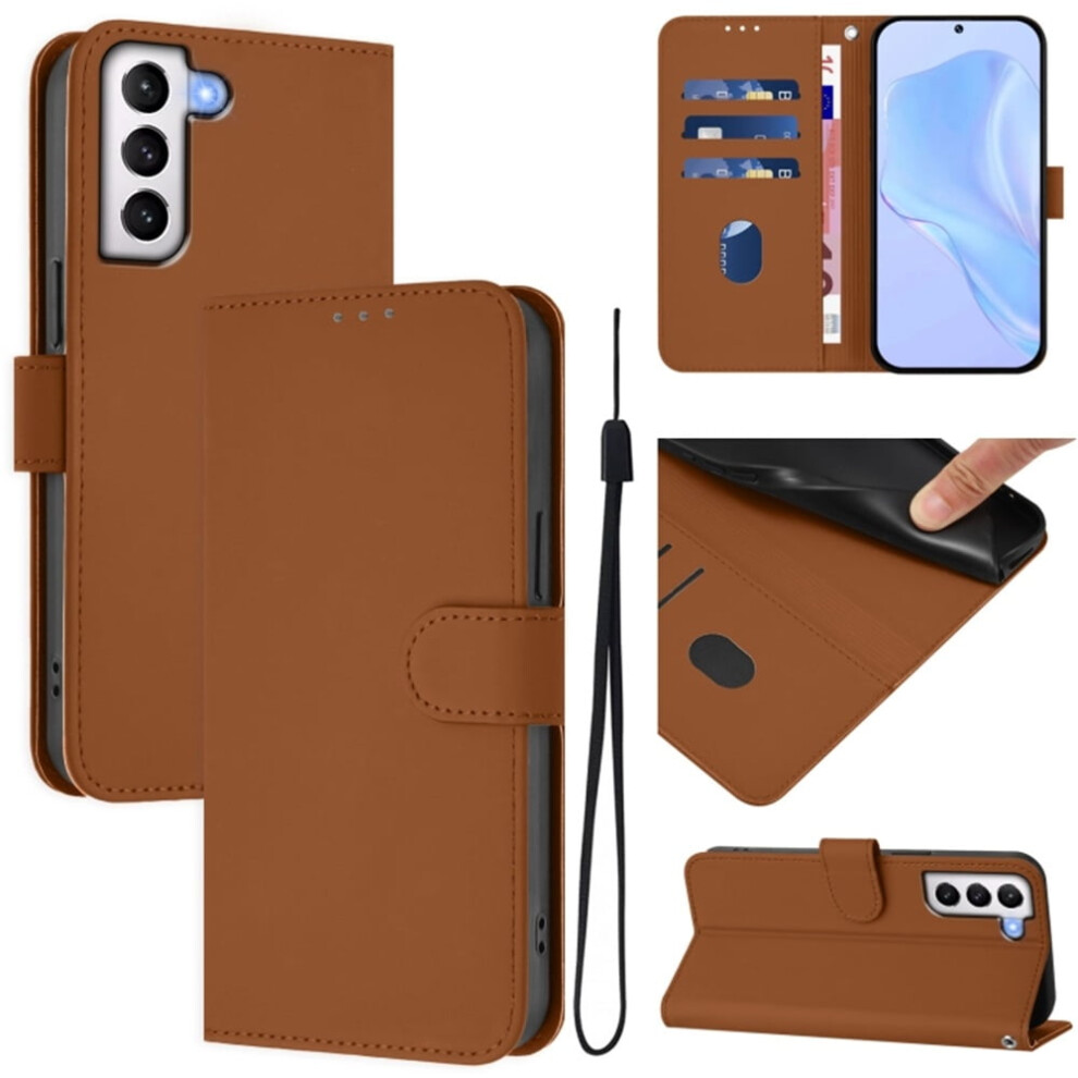 Wallet Case Compatible With Samsung Galaxy S21+ 5G Â Pu Leather Magnetic Flip Folio With 3 Card Slots & Wrist Strap, Brown 9170372095735