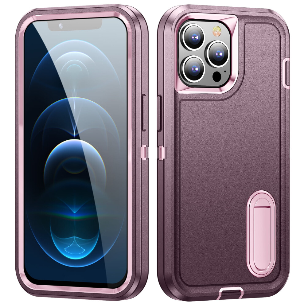 Rugged Iphone 12 Case With Kickstand Purple 9087558931643