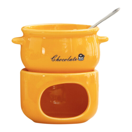Ceramic Fondue Melting Cup Set with Forks Portable