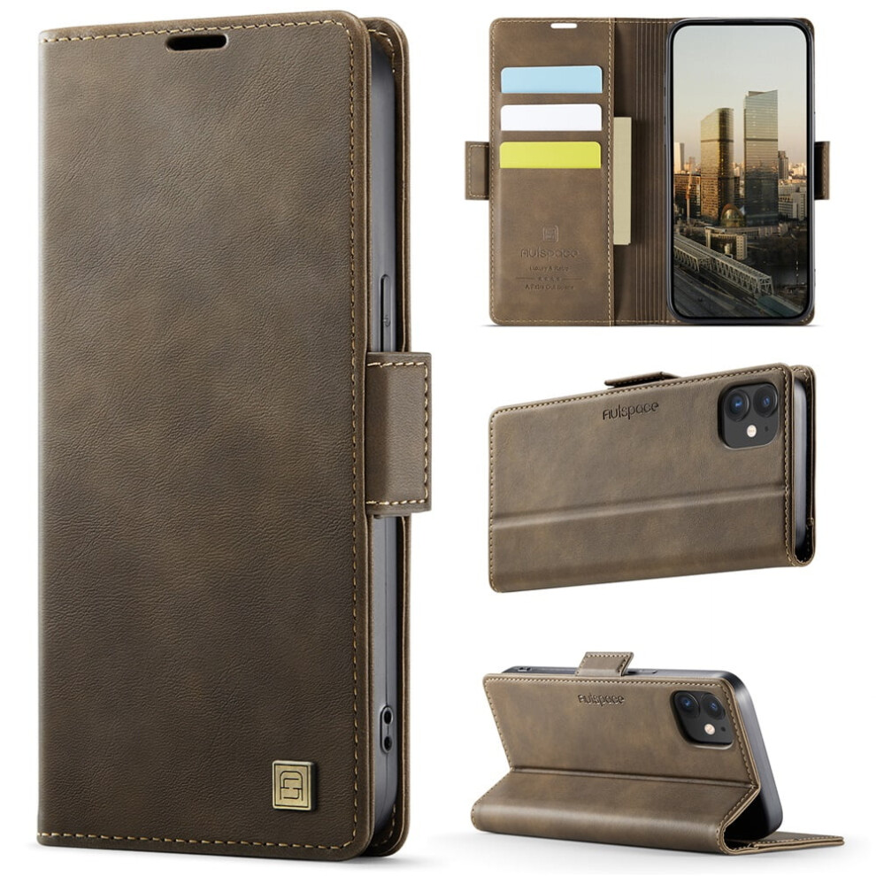 Magnetic Leather Wallet Case For Iphone 12 (6.1"), Shockproof, Flip Design With Card Holder, Â Compatible With Iphone 12 Brown 9165521596218