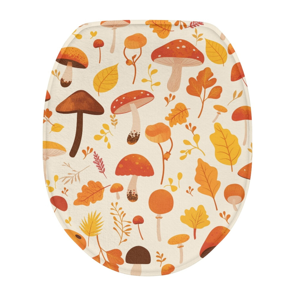 Cute Mushroom Print Flannel Toilet Seat Cover, Soft Universal Lid Cover Compatible With Most Toilets 9165521597079