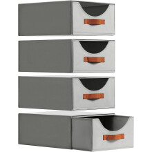 Large Closet Organizers – Fabric Storage Bins with Handles, Collapsible, 4-Pack Gray, Compatible with Standard Closets