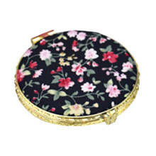Makeup Mirror B, 2.75'' Portable Makeup Floral Satin Pocket Retro Vintage Compact Folding Small Mini for Women Girls Beauty Accessories Round