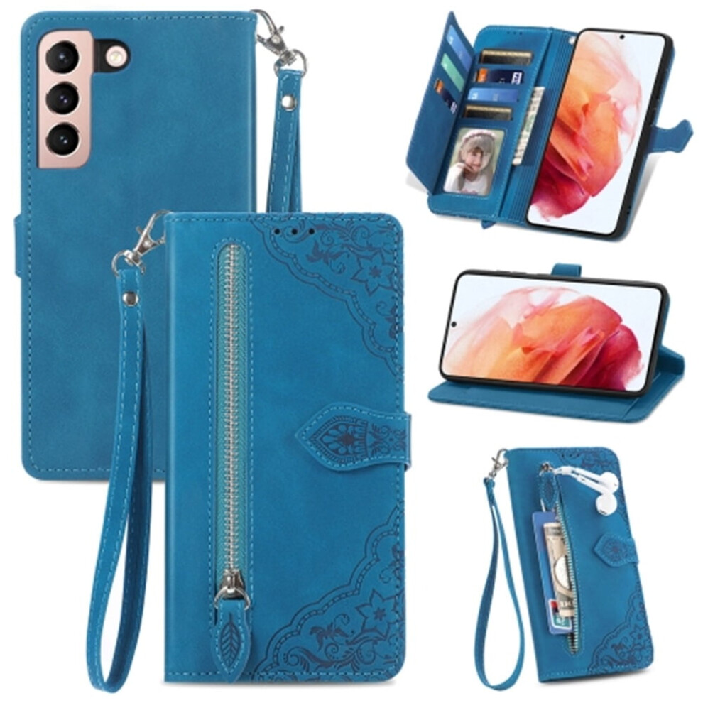 Compatible With Samsung Galaxy S21 Plus 5G 6.7" Case Â Pu Leather Magnetic Flip Wallet With Lanyard, Wristlet & Zipper Card Holder 9165521596737