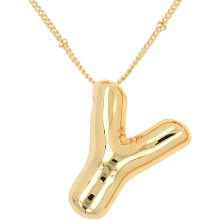 Gold Bubble Letter Necklace for Women – Initial Pendant