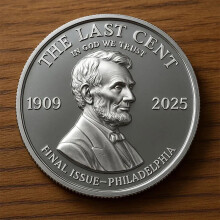 Ornement commémoratif du dernier centime – Penny commémoratif de 2025, hommage historique à l'héritage du centime, compatible avec les