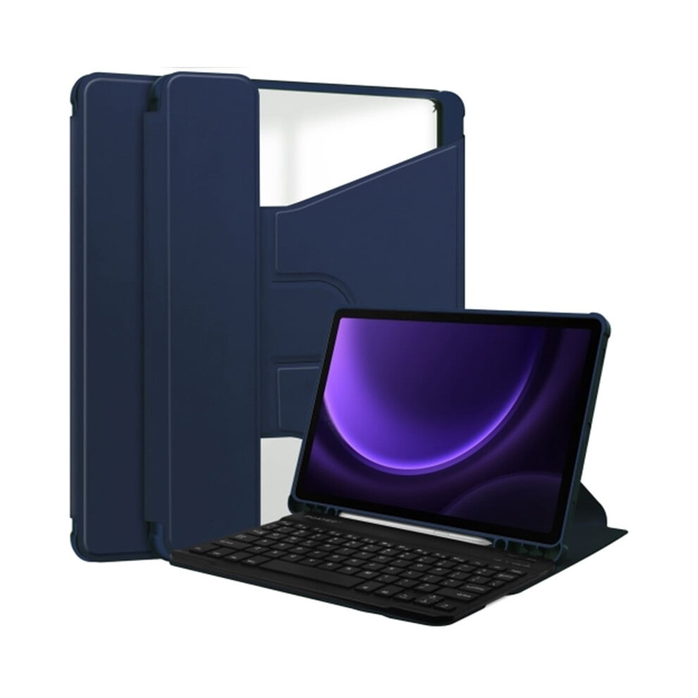For Compatible With Samsung Galaxy Tab S9 Fe 360 Rotation Transparent Smart Leather Case With Keyboard, ,11 In Dark/Blue 9165521598120