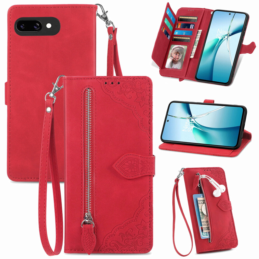Google Pixel 9A 6.3" Case Â Pu Leather Magnetic Flip Wallet With Lanyard, Wristlet & Zipper Card Holder Â Compatible With Google Pixel 9A 9165521598861