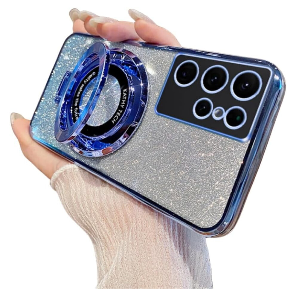 Gradient Electroplating Glitter Phone Case With Hidden Finger Ring Holder For Samsung Galaxy S24/S23/S22/S21/S10 Ultra/Plus/Fe (, S22 Ultra) Blue 9170372173808