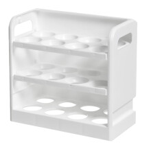 Soporte para huevos abatible de 3 niveles y 24 rejillas para refrigerador, compatible con puerta lateral y encimera.