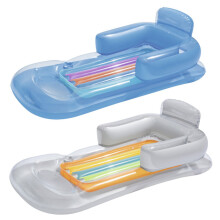 Inflatable Tanning Pool Lounger Float, 65"x35", for Adult Sunbathing on Water – White