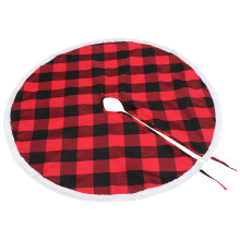 5Pcs Reusable Red Black Check Christmas Tree Skirts Felt Dress