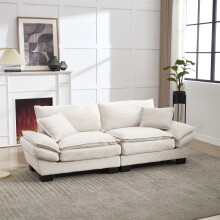 Oversized Corduroy 2-Seater Sofa with Pillows
