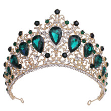 (C) Bridal Crown Queen Headband Luxurious Colorful Baroque Crystals Headdress for Masquerade Ball Banquet Cosplay