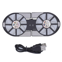 Laptop Cooling Pad with LED Blue Light, Dual Fans Ultra Quiet Cooler Pad Foldable Heat Dissipation Stand Power Through USB Port for Notebook Computer