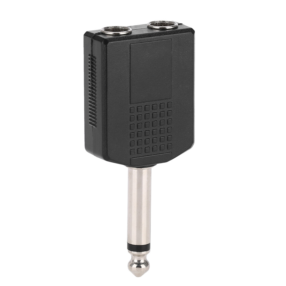 Corrosion Resistant Audio Adapter For6.35mm Trs Stereo Devices, Dual Output Male To Female Jack Connector, Compact Design Easy Carry Durable Alloy 9551475230092