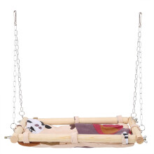 Elevated Perch Bird Grass Swing Mat Colorful Toys Natural Seagrass Parrot Climbing Hammock Stainless Chains Wood Blocks Encourage Natural Instincts