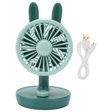 Super Quiet USB Desk Fan with Stepless Speed Control, Rechargeable Air Circulator for Home Office Use, Ergonomic Rabbit Design